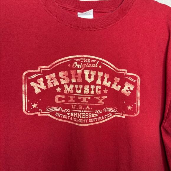 ANVIL / red Nashville short sleeve crewneck souvenir travel tee / L - Picture 3 of 6